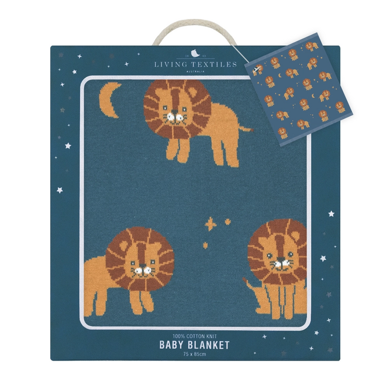 100% Cotton Knit Baby Blanket - Lion