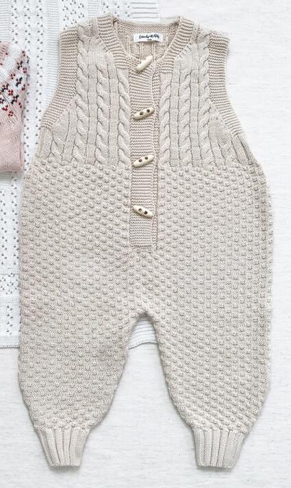 Noah Knitted Cable Growsuit - Beige