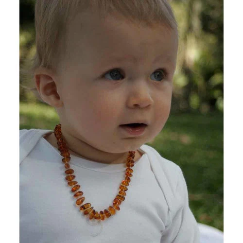 Pure Baltic Amber Necklace for Babies in Cognac.