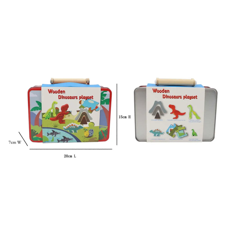 Dinosaur Playset with Puzzle in Tin