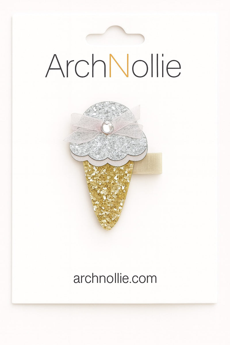 Glitter Ice Cream Hair Clips – Single Clip