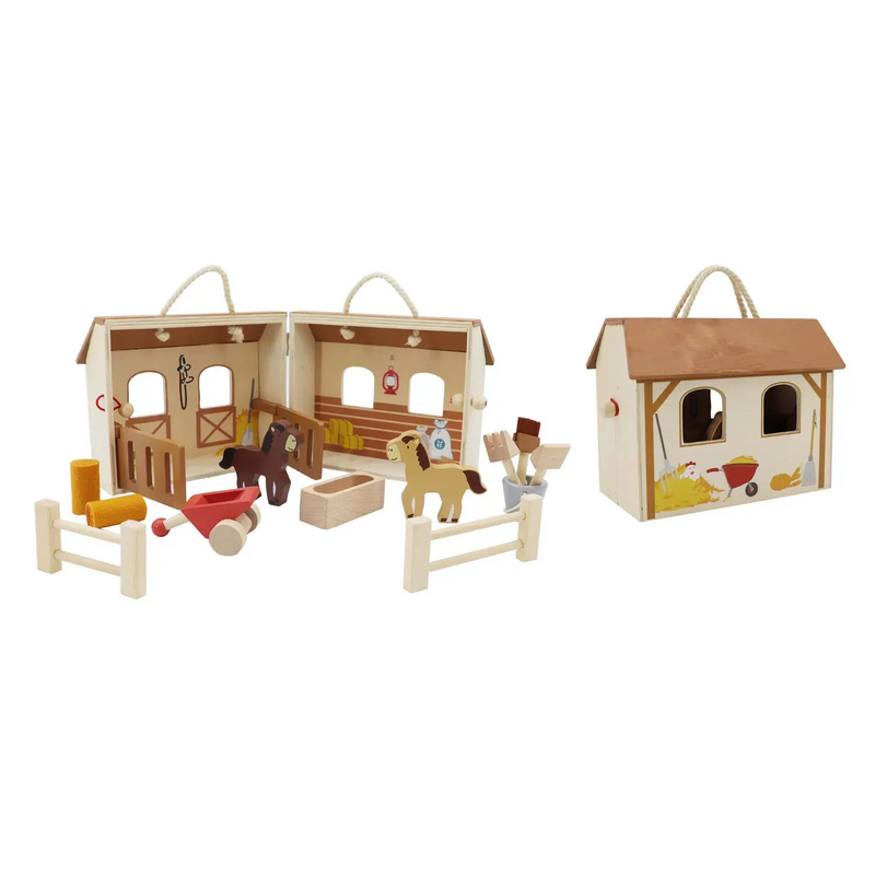 Wooden Horse Stable Play Set