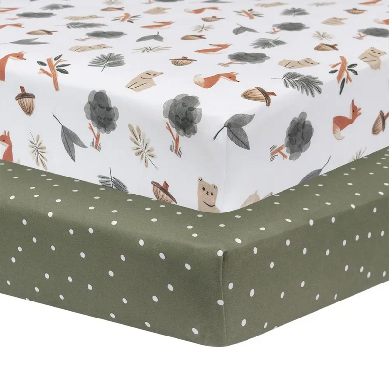 2-pack Jersey Cot Fitted Sheet - Forest Retreat