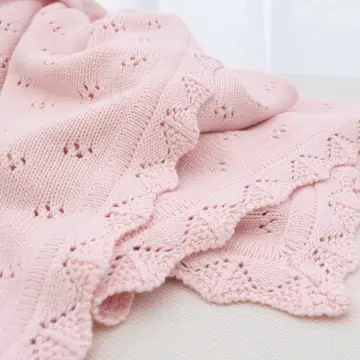 Bamboo/Cotton Heirloom Baby Blanket Blush