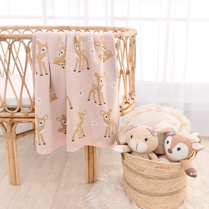 00% Cotton Knit Baby Blanket - Fawn