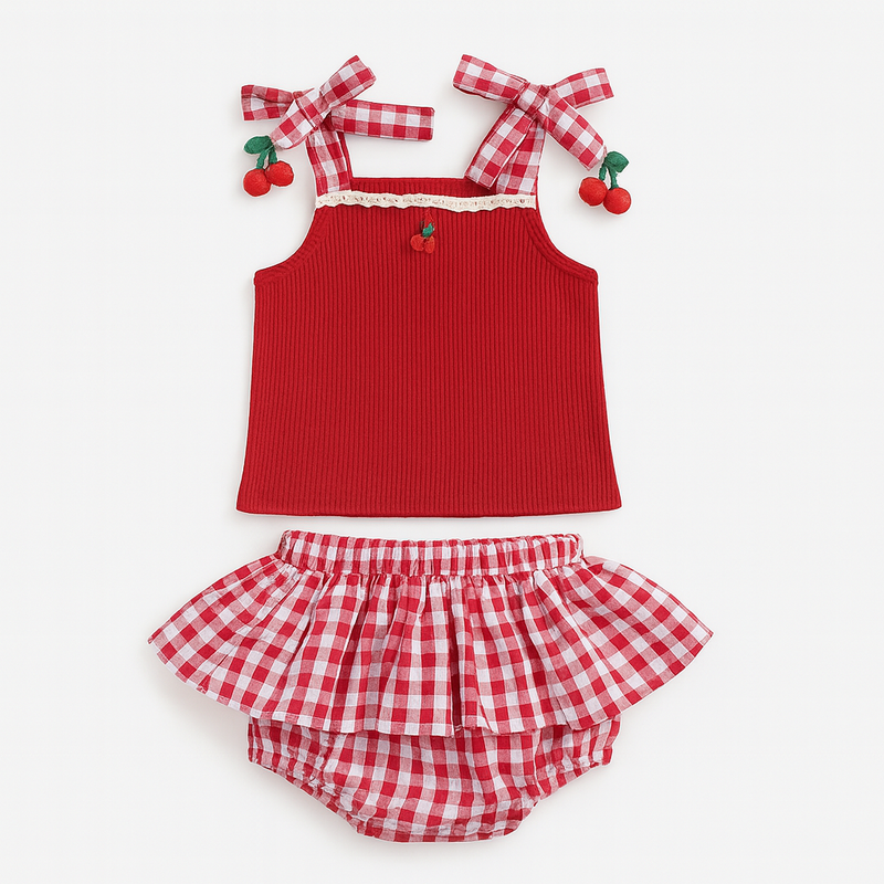 Clara Red Check Twin Set