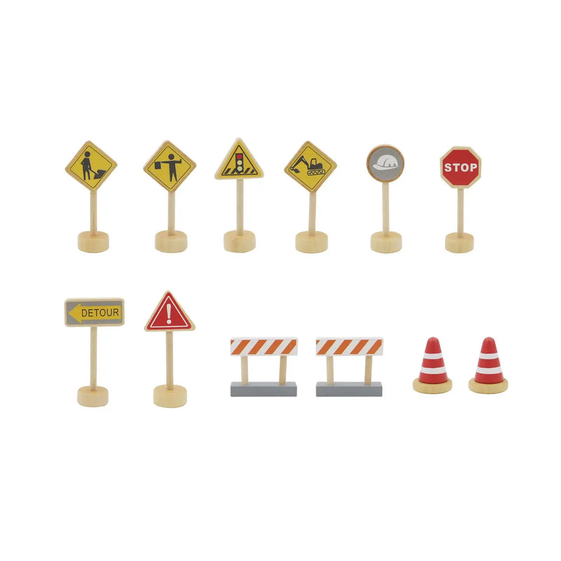 Wooden Construction Traffic Sign Play Set