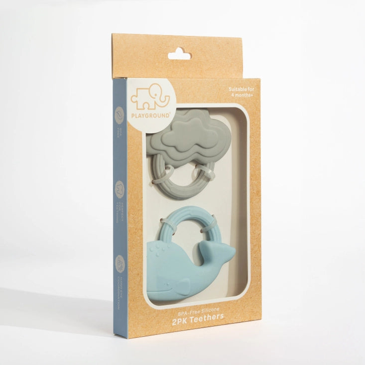 2pk Silicone Teether - Whale & Cloud