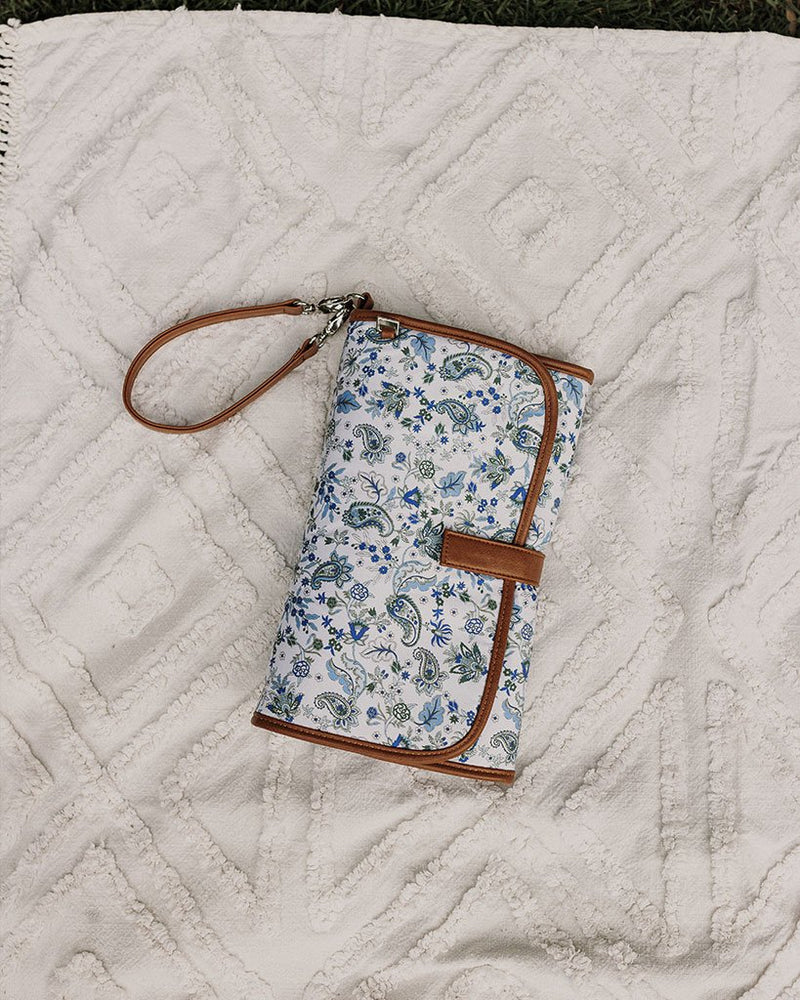 Change Mat Clutch - Blue Paisley/Tan