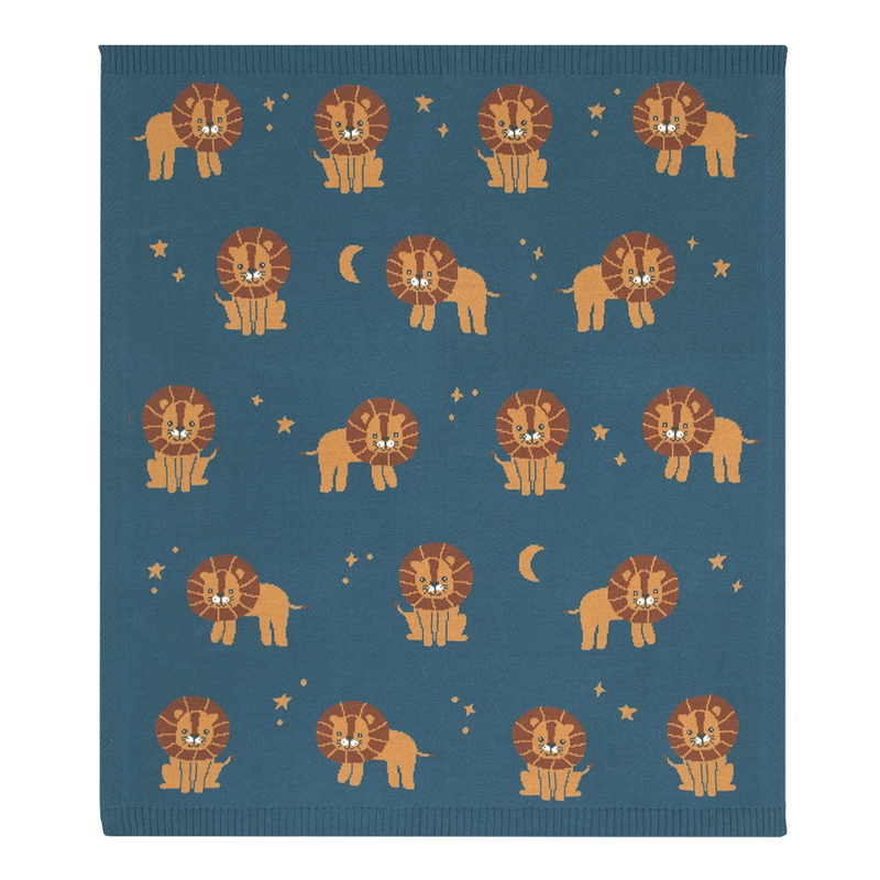 100% Cotton Knit Baby Blanket - Lion