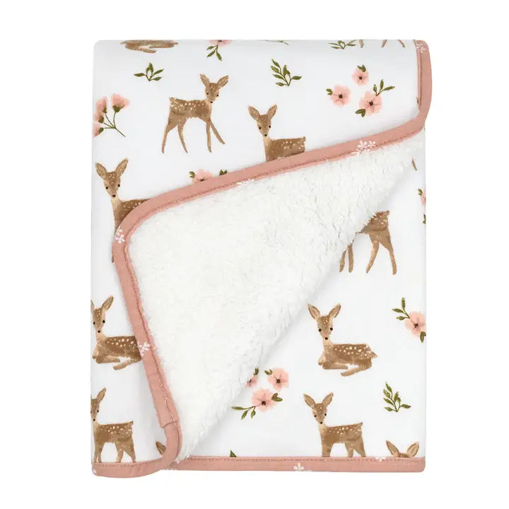 Jersey/Sherpa Pram Blanket - Sophia&