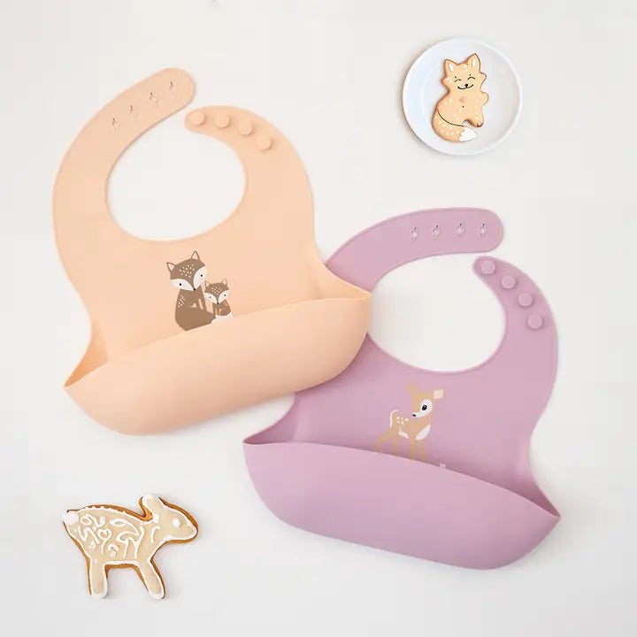 Silicone Bib - Fox/Blush