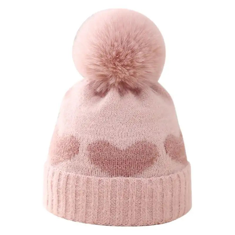 Pom Pom Heart Beanie