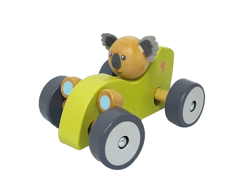 Wooden Koala & Kangaroo Wheelie Car