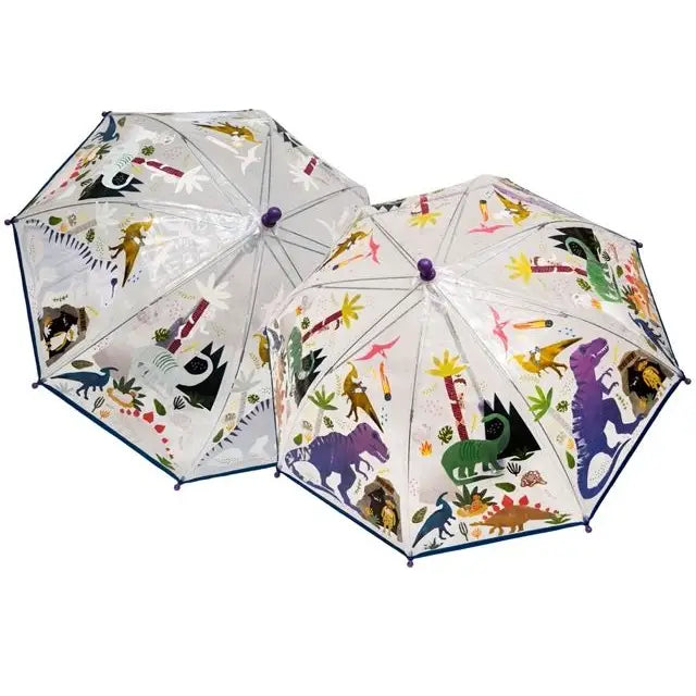 Floss & Rock Colour Changing Umbrella - Dinosaur Transparent