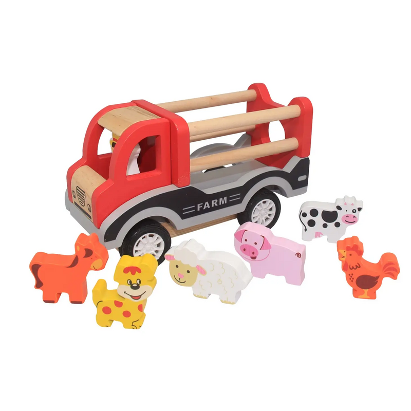 Wooden Pullback Farm Truck with Animals