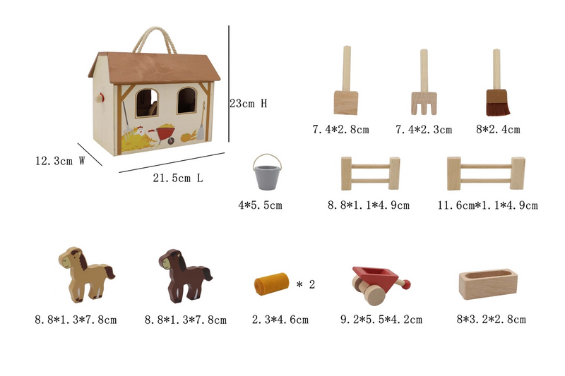 Wooden Horse Stable Play Set
