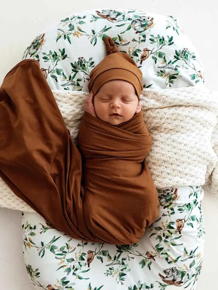 Bronze Baby Jersey Wrap & Beanie Set