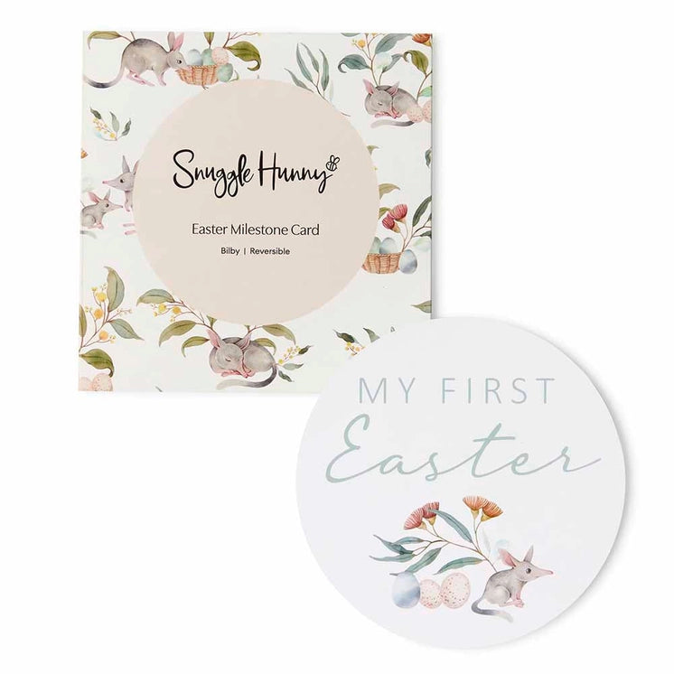 Easter Bilby Organic Jersey Wrap & Beanie Set + Milestone Card