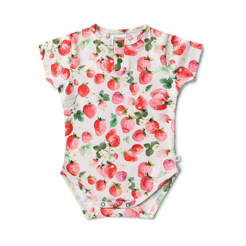 Strawberry Short Sleeve Organic Bodysuit