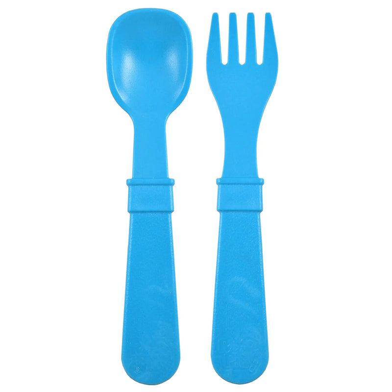 Re-Play Toddler Utensil Pair - Spoon & Fork Sky Blue