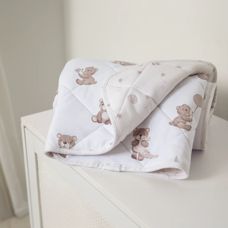Reversible Organic Jersey Cot Comforter - Cuddly Bear