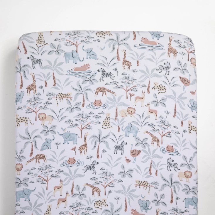 1 Pack Organic Jersey Cot Fitted Sheet - Wild Safari