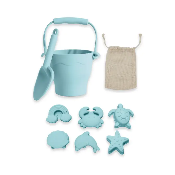 8pc Silicone Bucket Set - Light Blue