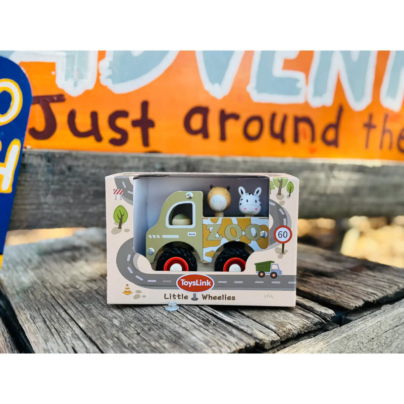 Wooden Zoo Truck Toy with Animal Figurines