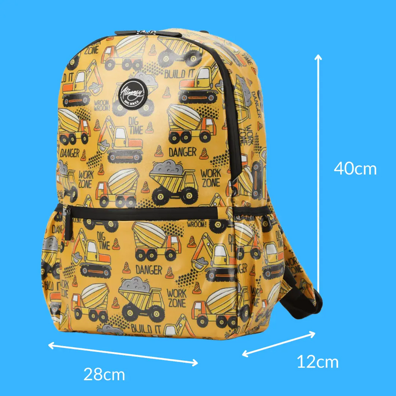 Construction Medium Kids Waterproof Backpack