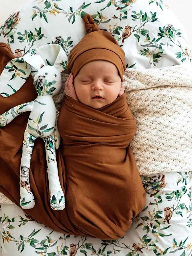 Bronze Baby Jersey Wrap & Beanie Set