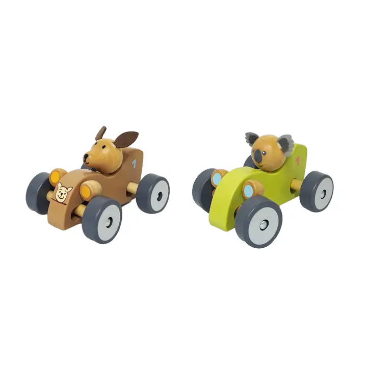 Wooden Koala & Kangaroo Wheelie Car