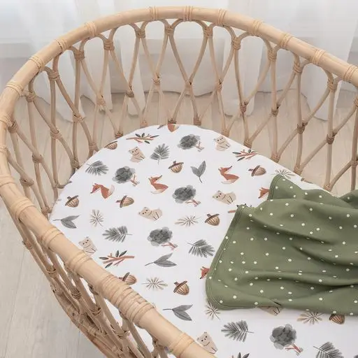 2pk Bassinet Fitted Sheets - Forest Retreat