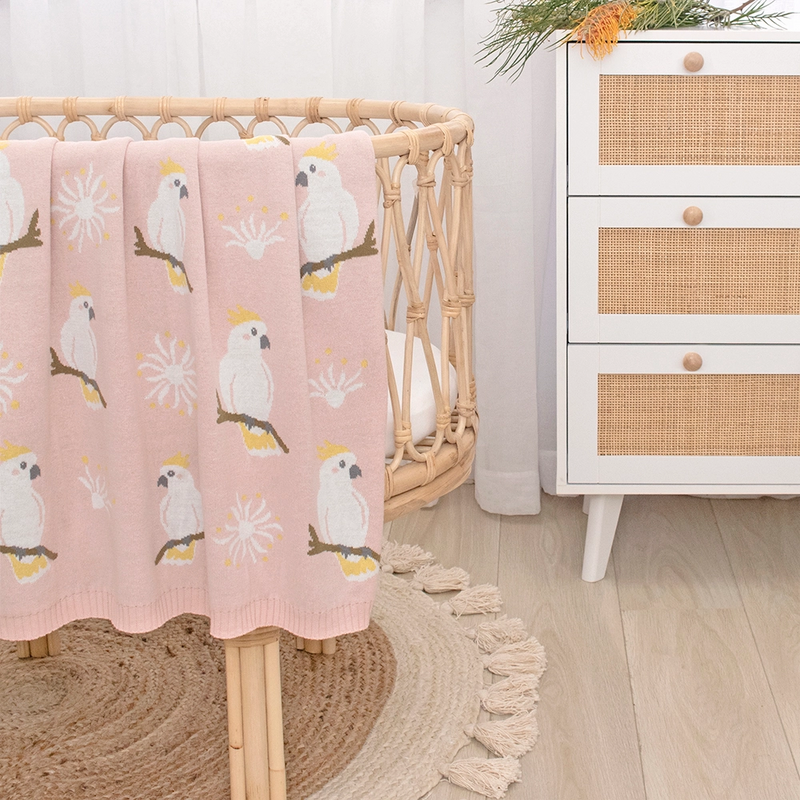 Australiana Baby Blanket - Cockatoo/Blush