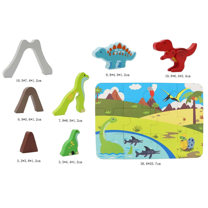 Dinosaur Playset with Puzzle in Tin