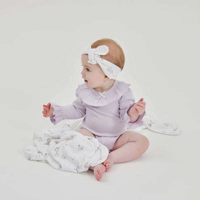 Lavender Pointelle Rib Onesie