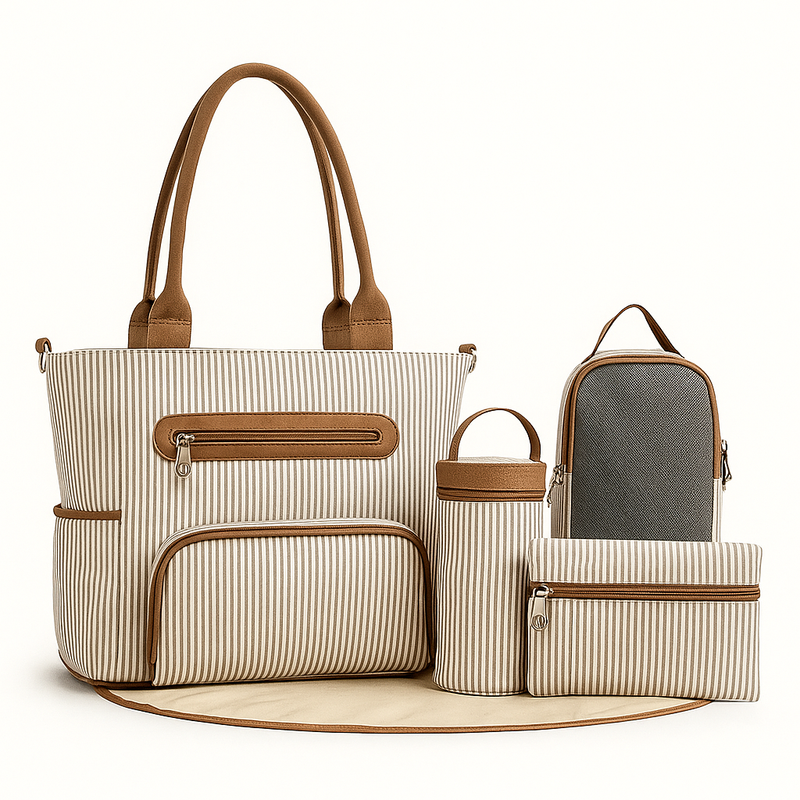 7 Piece Baby Bag - Brown Pin Stripe