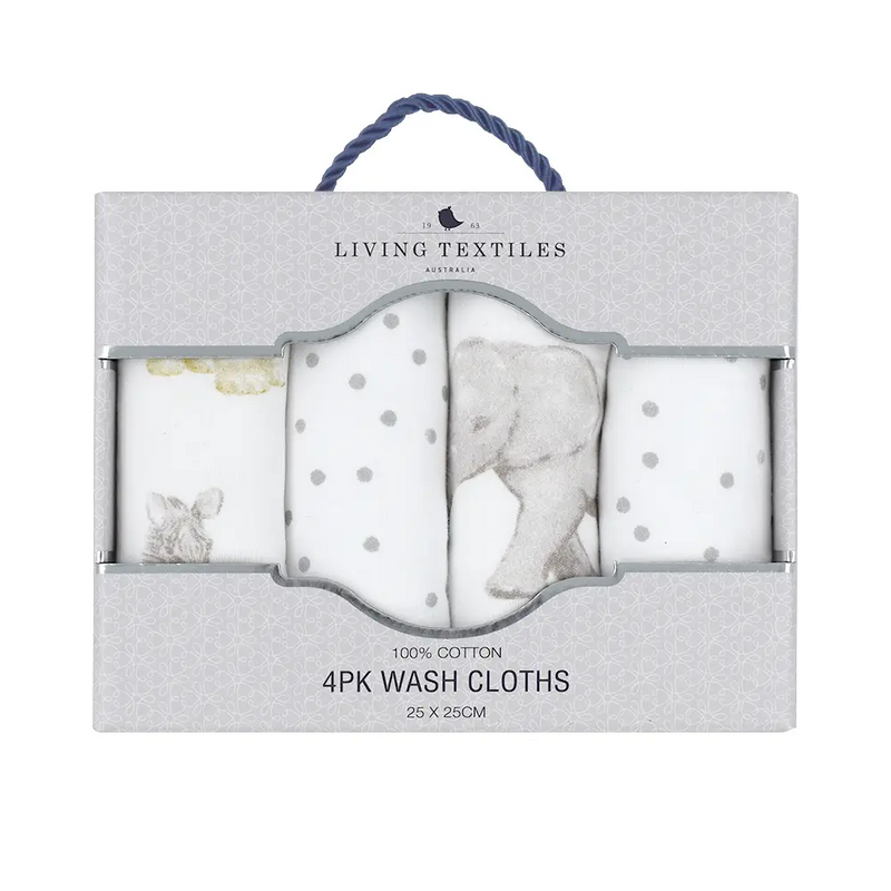 4pk Wash Cloths - Savanna Babies/Pitter Patter