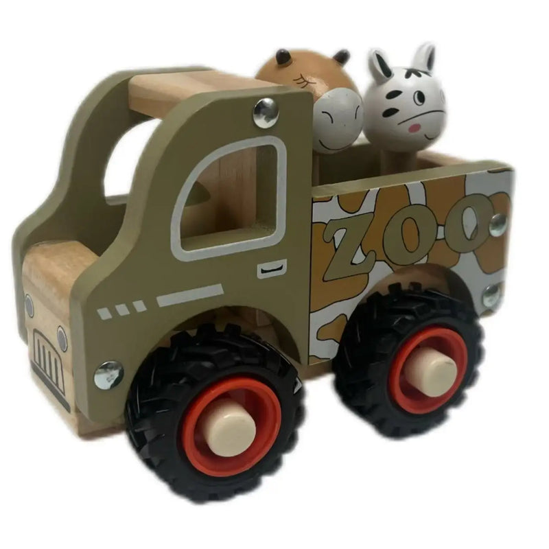Wooden Zoo Truck Toy with Animal Figurines