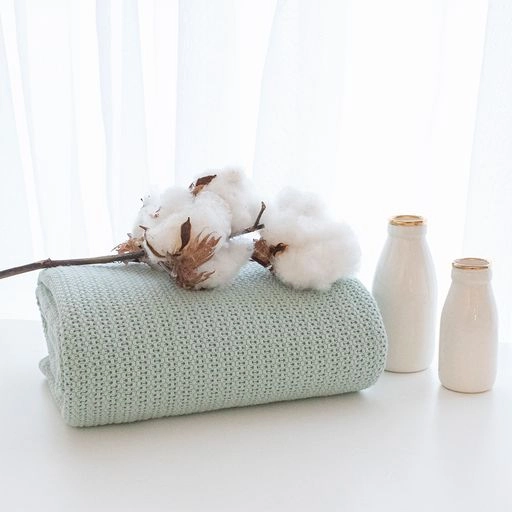 100% Organic Cotton Bassinet Cellular Blanket - Sage