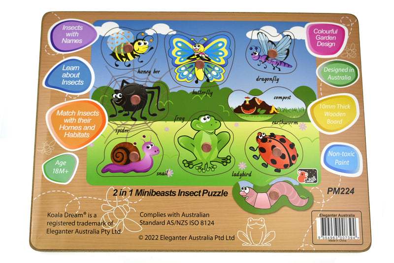 The 2 in 1 Minibeasts Insect Peg Puzzle