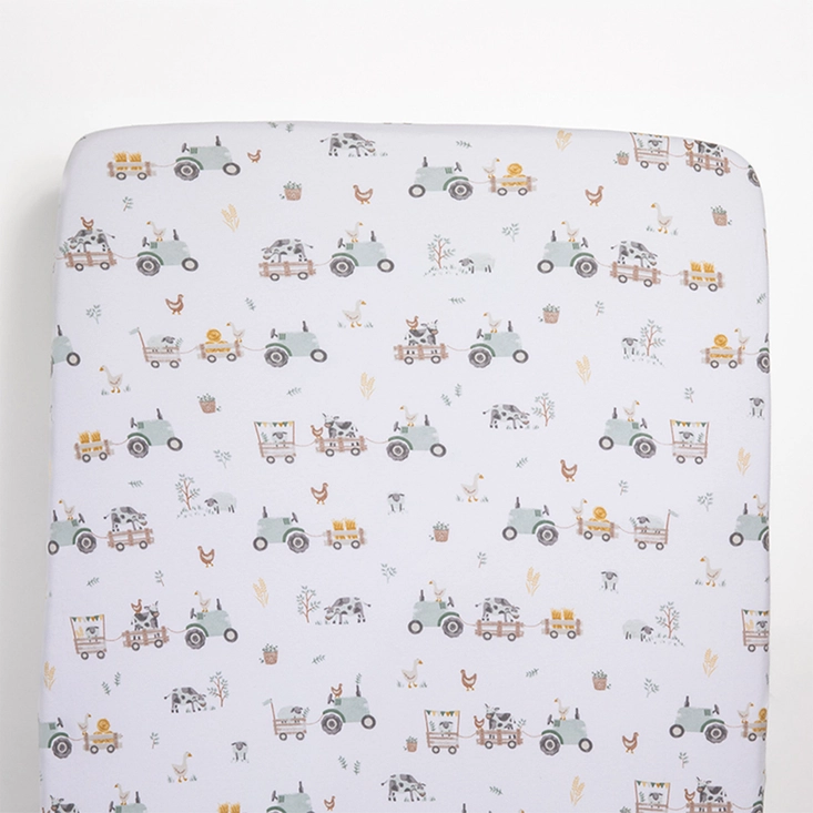 2 Pack Cot Fitted Sheets - Tractor Ride