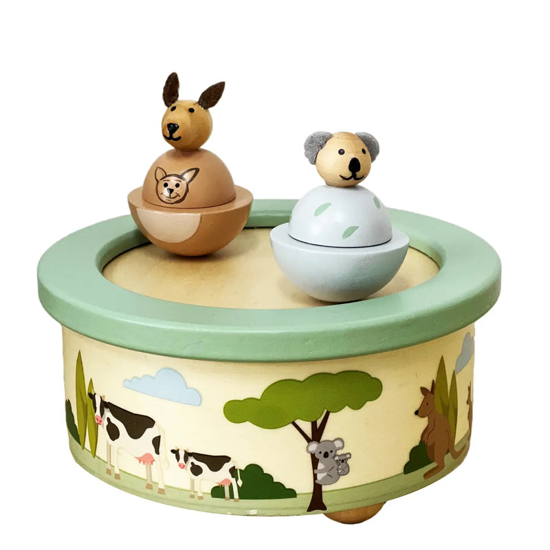 Wooden Kangaroo & Koala Music Box