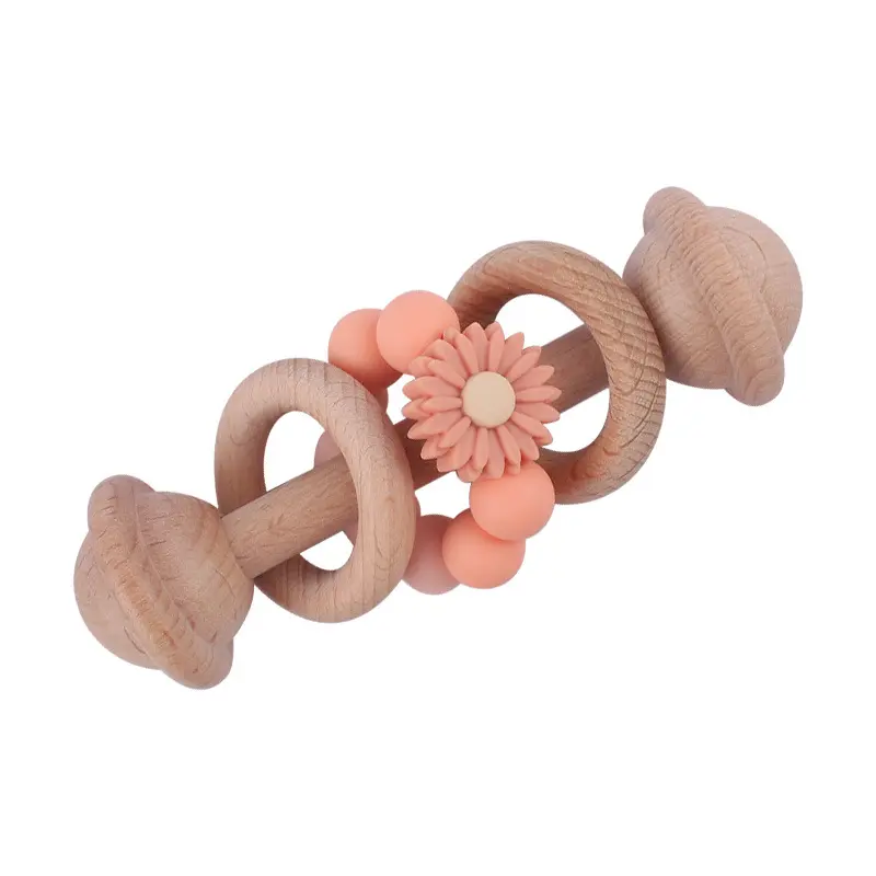Daisy Teething Rattle - Pink