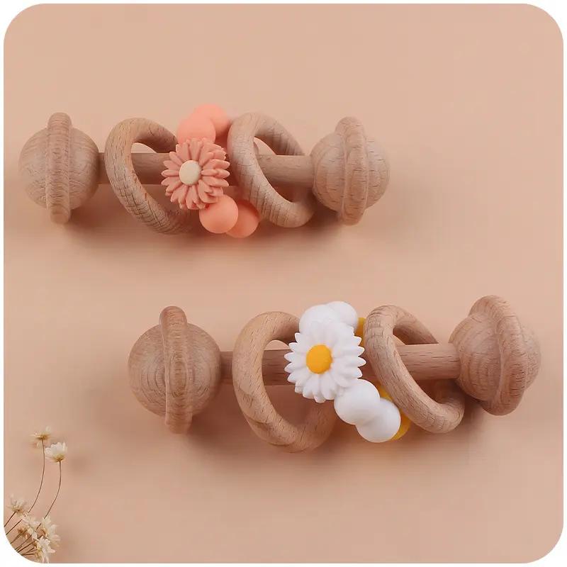 Daisy Teething Rattle - Pink