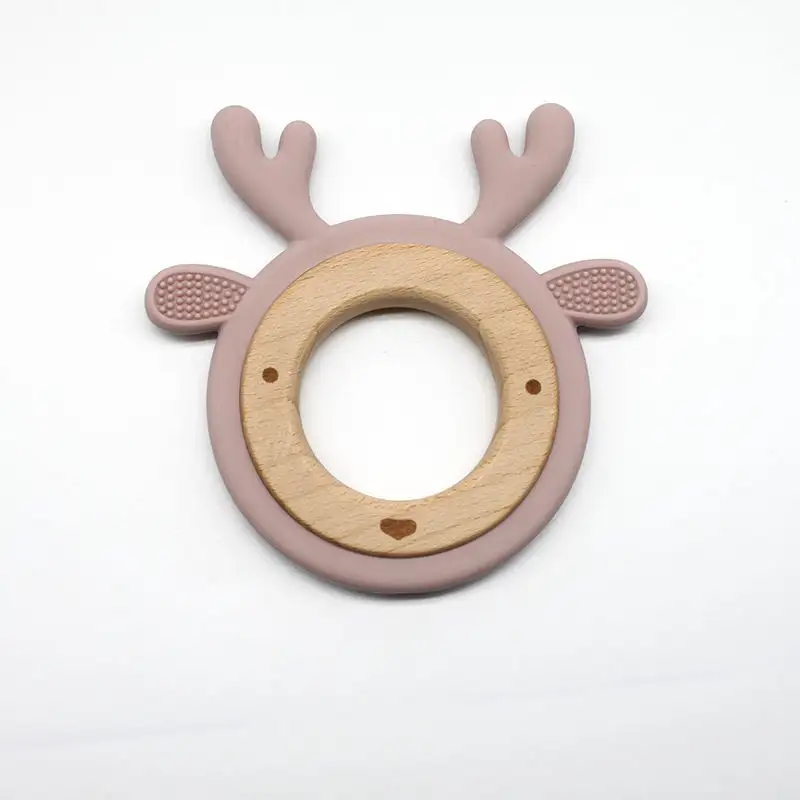 Christmas Deer - Teething Ring Blush