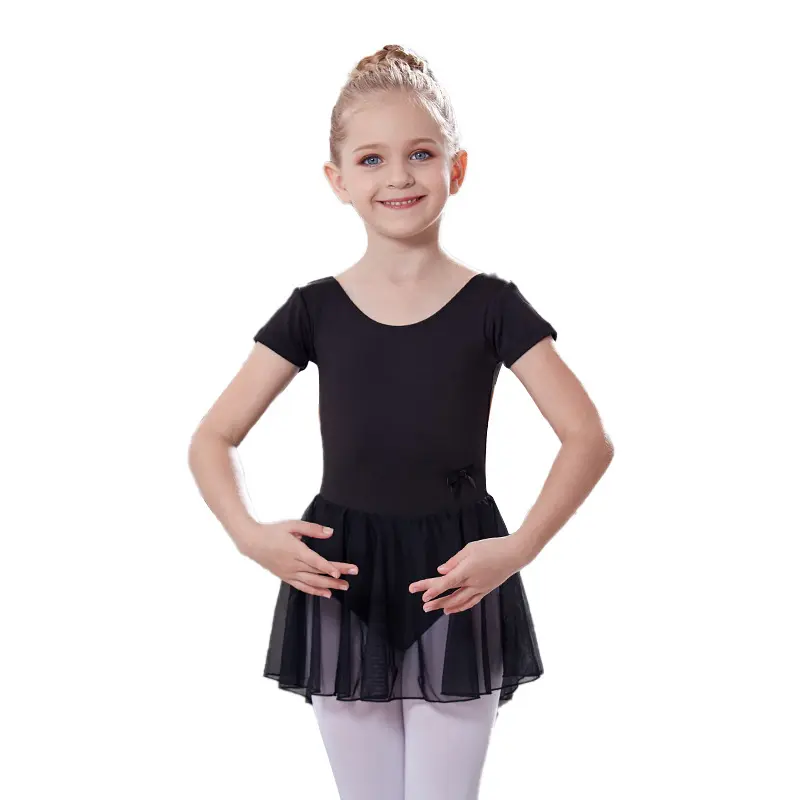 Leotard with attached skirt - Black