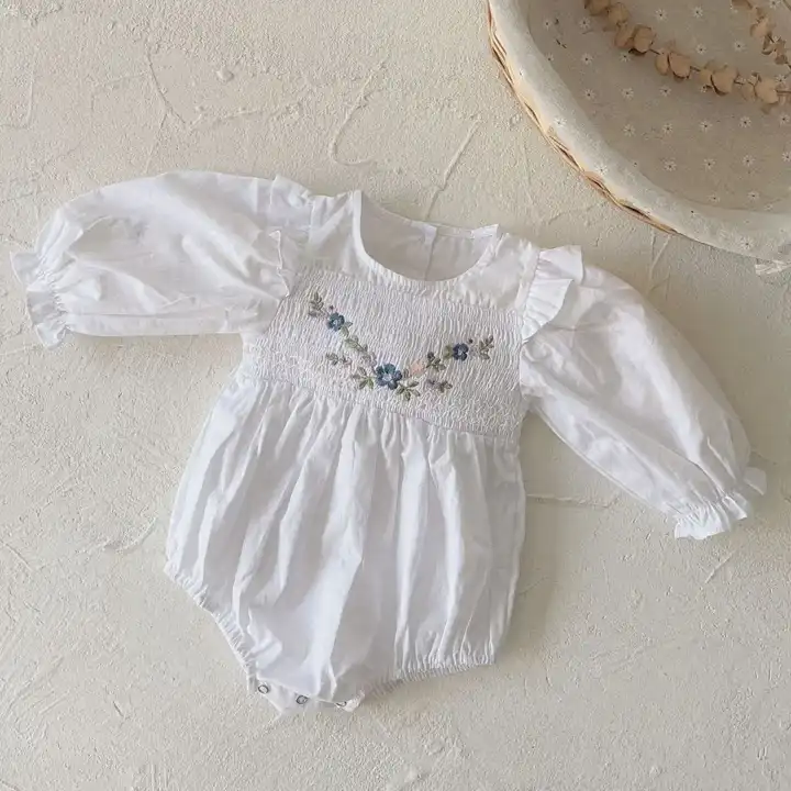 Charlotte embroided LS romper