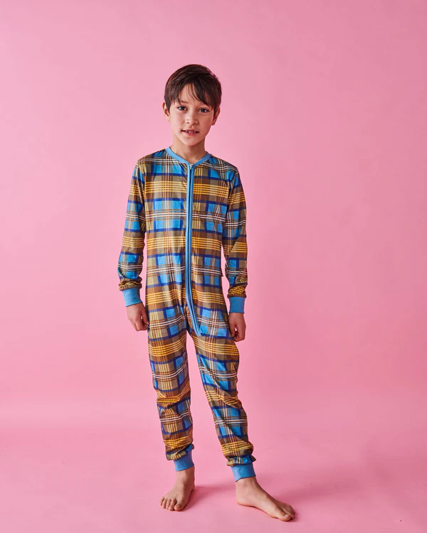 Cosy Tartan Organic Cotton Pyjama Onesie