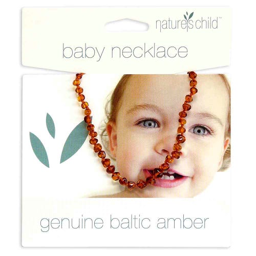 Pure Baltic Amber Necklace for Babies in Cognac.